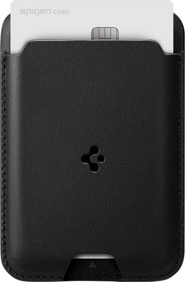 Portofol MagSafe Spigen Valentinus, për iPhone 12 13, lëkurë ekologjike, i zi