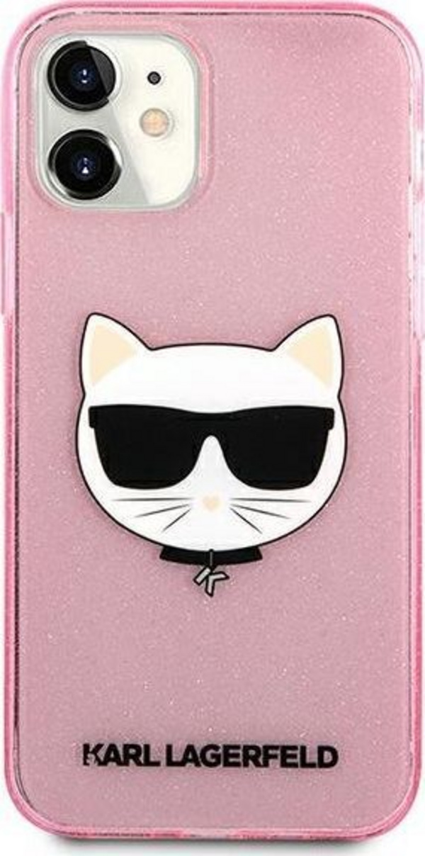 Mbrojtëse Karl Lagerfeld Choupette Head Collection për iPhone 12 mini, rozë