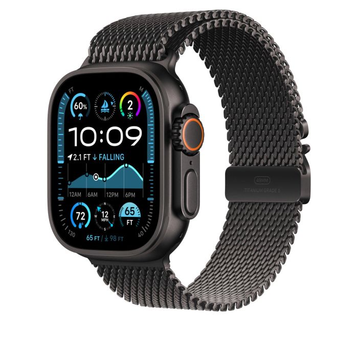 Apple Watch 49mm Milanese Loop, Black Titanium Milanese Loop, S