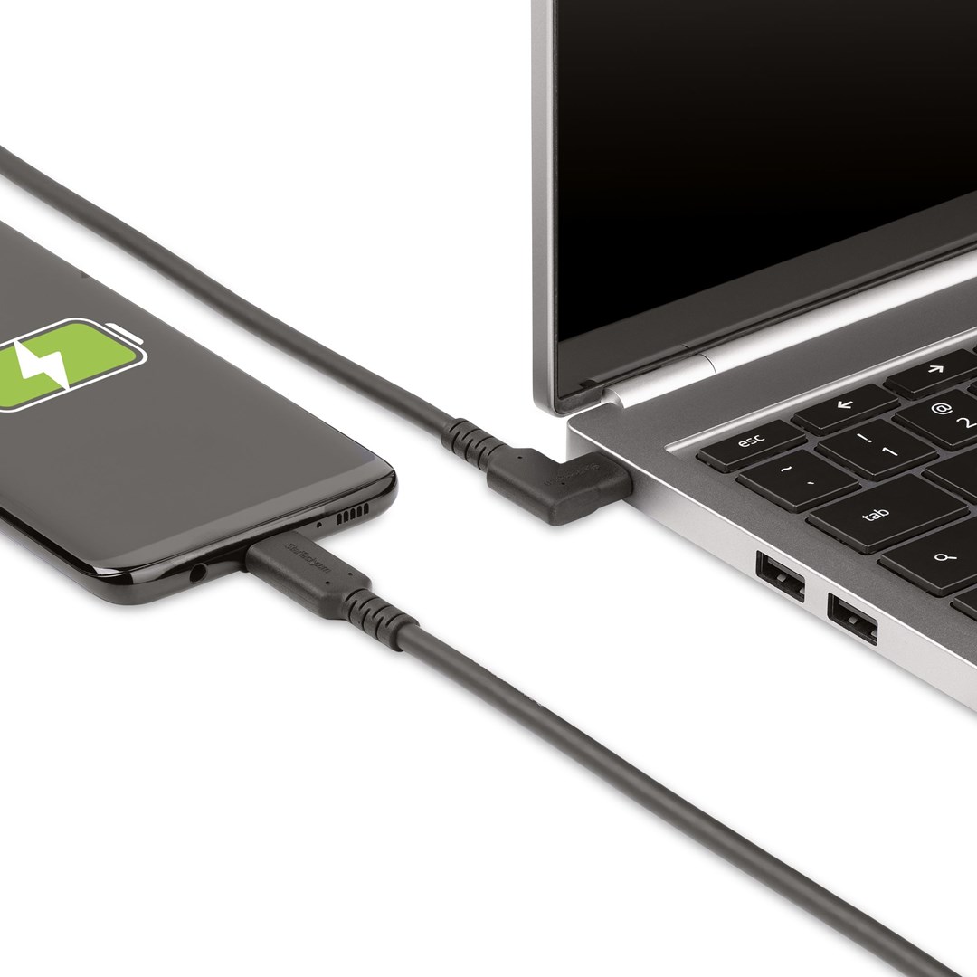 Kabllo Startech USB-C në USB-C, kënd 90 gradë, 10 Gbps, e zezë