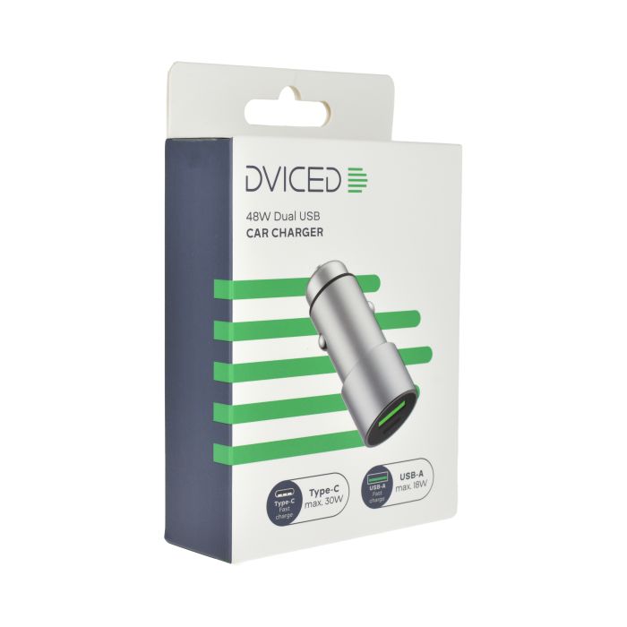 Dviced Car Charger 1 USB-A, 1 USB-C, Metal