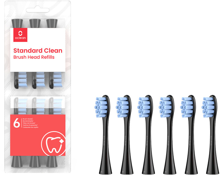 Koka rezervë për furça Oclean Standard Clean Soft, P2S5 B06, 6 copë, të zeza