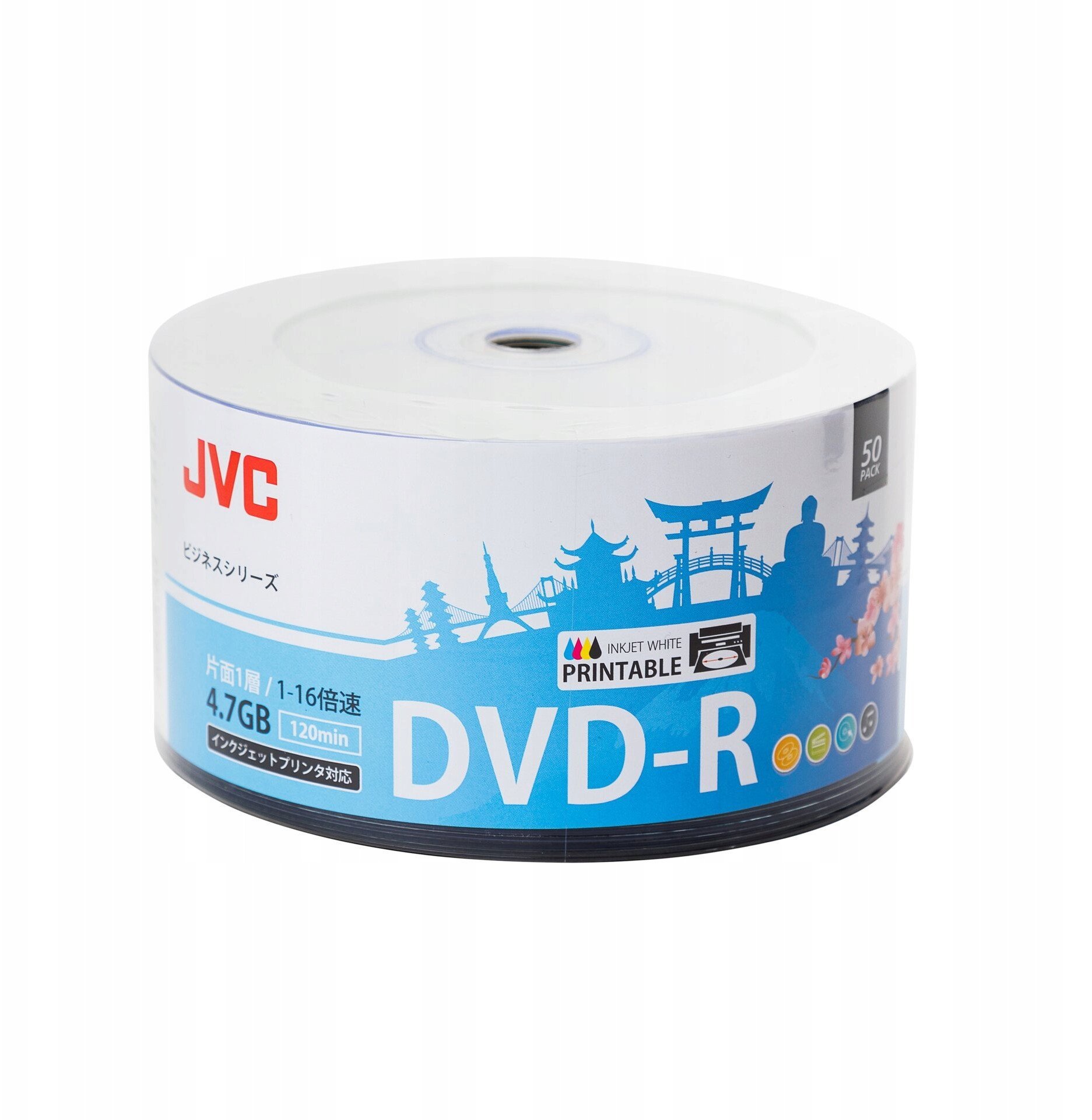 Дискови DVD R JVC Full Face Printable, 4.7GB, 16x, пакување 50 парчиња