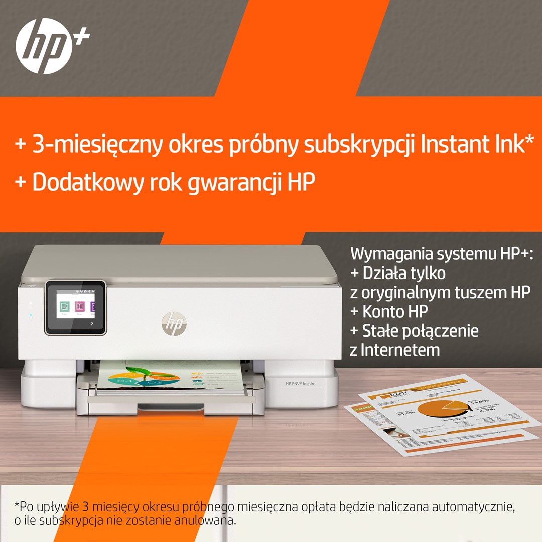Printer multifunksional HP Inspire 7220e, Inkjet termal, bezhë
