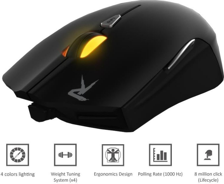 Mouse gaming Gamdias Ourea FPS, 4000 DPI, me kabllo, i zi