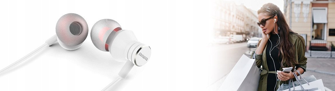 Kufje in ear Aiwa ESTM-50USB-C WT, me USB C, i bardhë