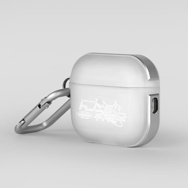Mbajtëse për AirPods Pro 2 Skinarma Kinzoku Frost, mbrojtëse transparente, me karabinë metalike, transparente