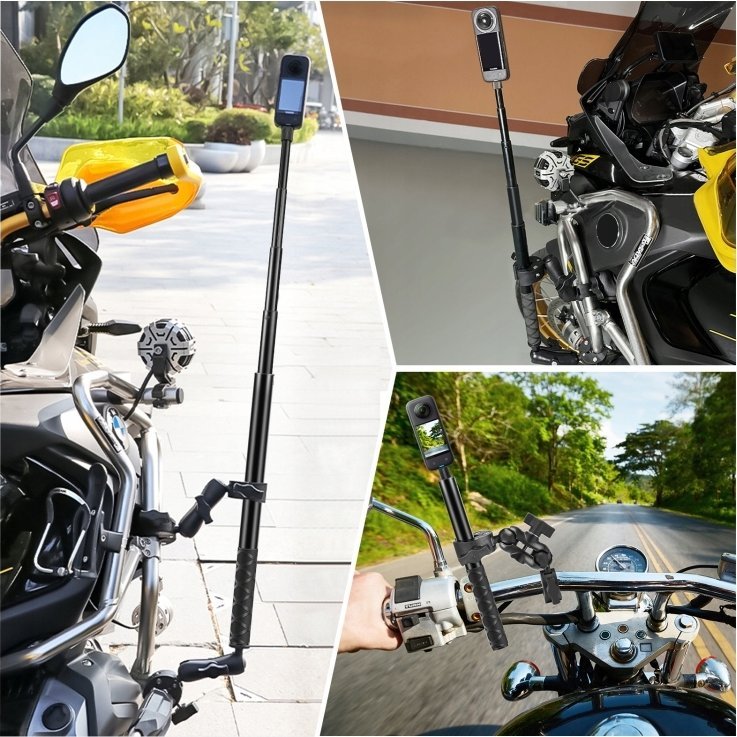 Selfie shtyllë për biçikletë dhe motor Puluz PU495B, 150cm, me kapëse, e zezë