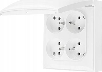 Prizë katërfishe sipërfaqësore Simon Aquaclick, IP44, 16A, e bardhë