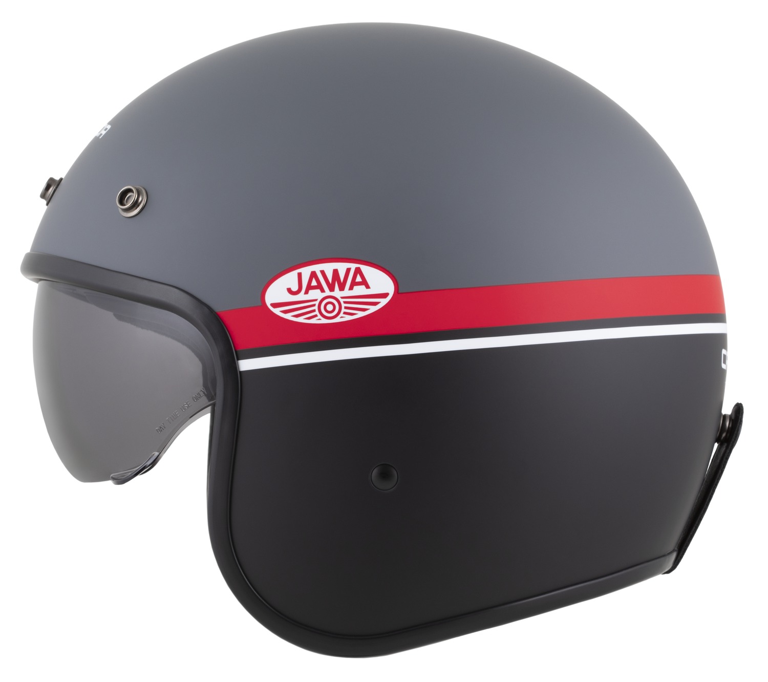 Мото кацига CASSIDA Oxygen 2.0 Jawa OHC, отворена, со внатрешен сенилник, сива мат црвена црна бела