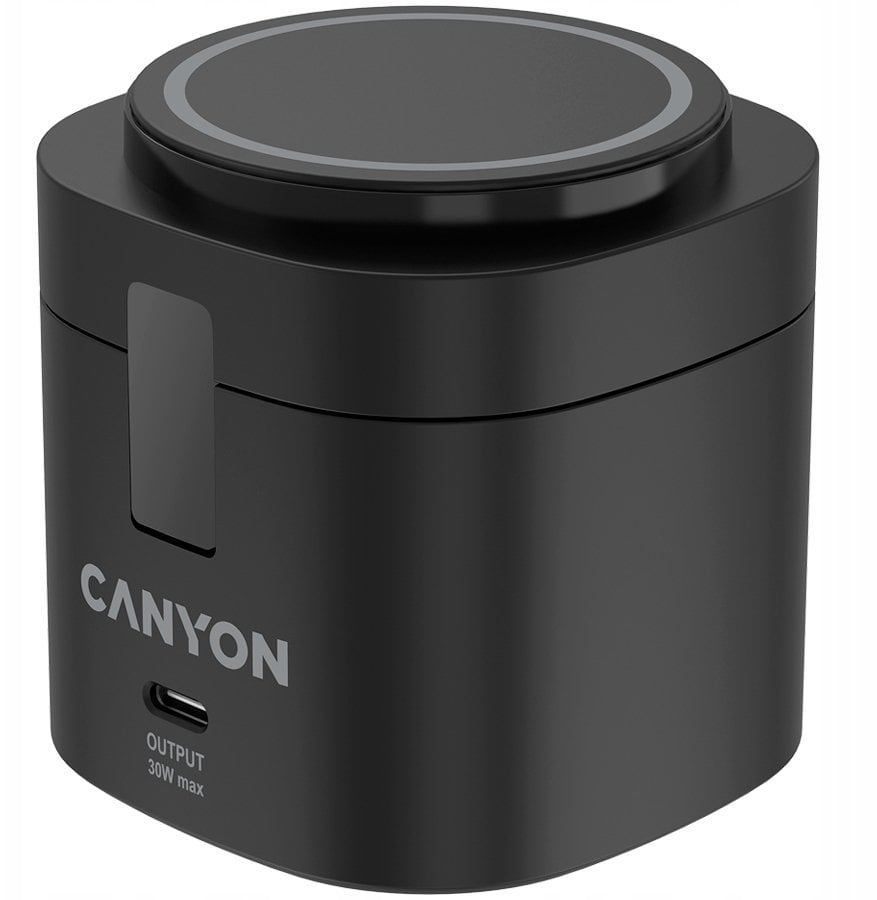 Qendër karikimi pa tel Canyon CNS-WCS405B, 4 në 1, 30W, me karikues 65W, e zezë