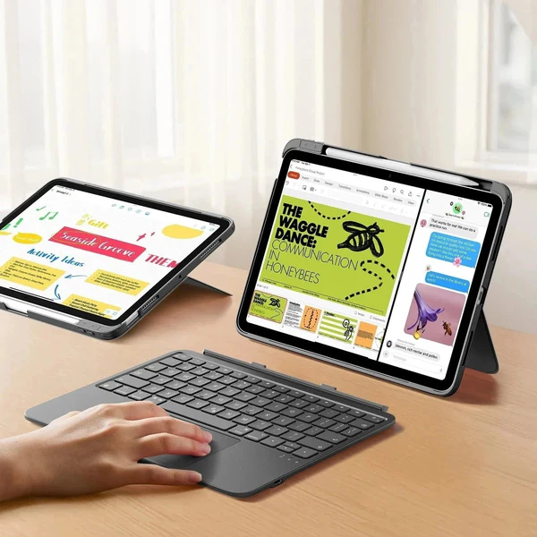 Mbrojtëse me tastierë ESR Flex për iPad Air (4/5th gen), iPad Air 11" (M2/3), e hirtë e errët