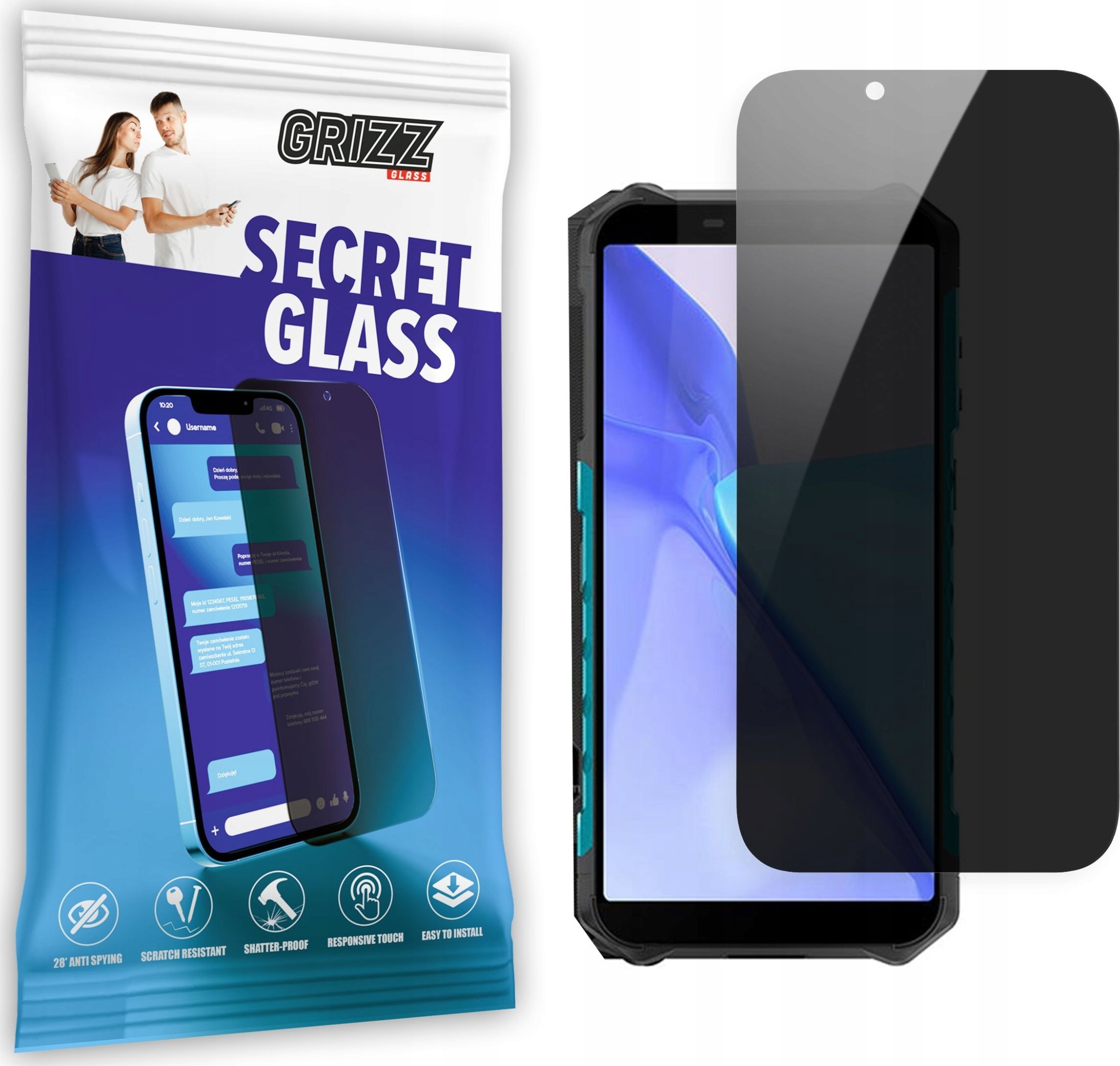 Xham mbrojtës privatësie Grizz SecretGlass për Ulefone Armor X9 Pro, 9H, i tejdukshëm