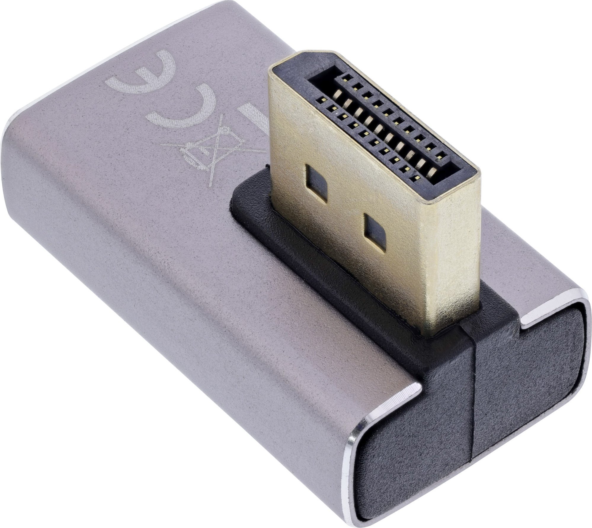 Адаптер ДисплејПорт InLine 1.4, 90° лево, 8K UHD, црн