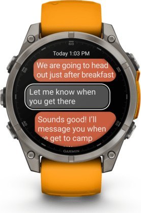 Паметен часовник Garmin Fenix 8 AMOLED Sapphire, 47mm, GPS, портокалов
