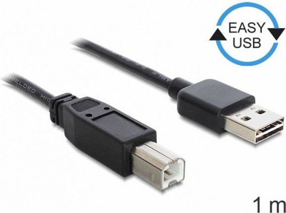 Kabllo Delock USB-A - USB-B, 1m, e zezë