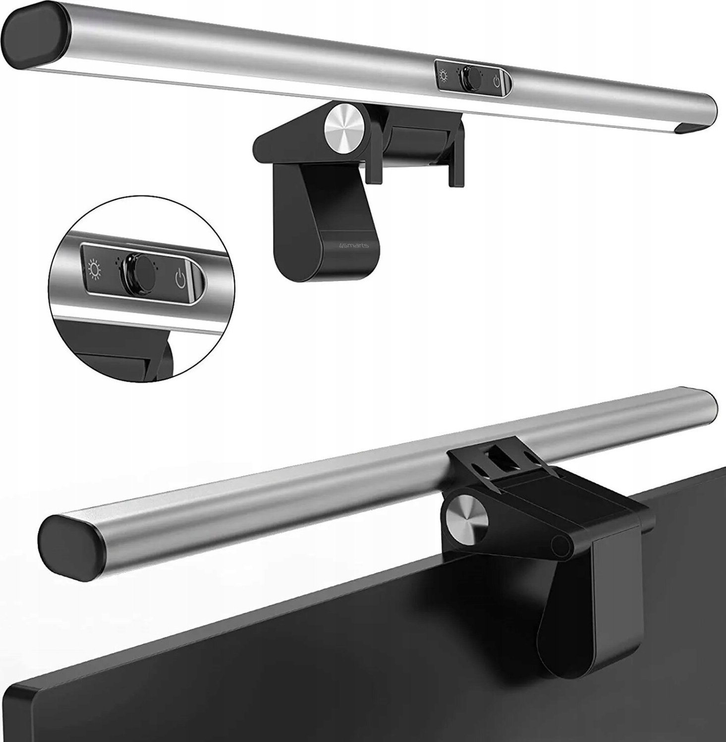 Llambë tavoline 4smarts 2in1 LightBar Pro, LED, për monitor dhe tavolinë, argjendtë