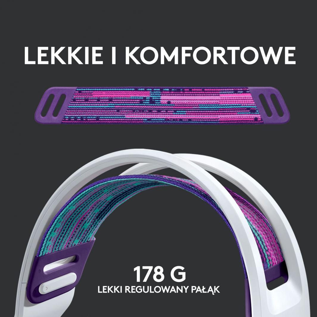 Kufje Logitech G733 Lightspeed (981-000883), të bardha/vjollcë