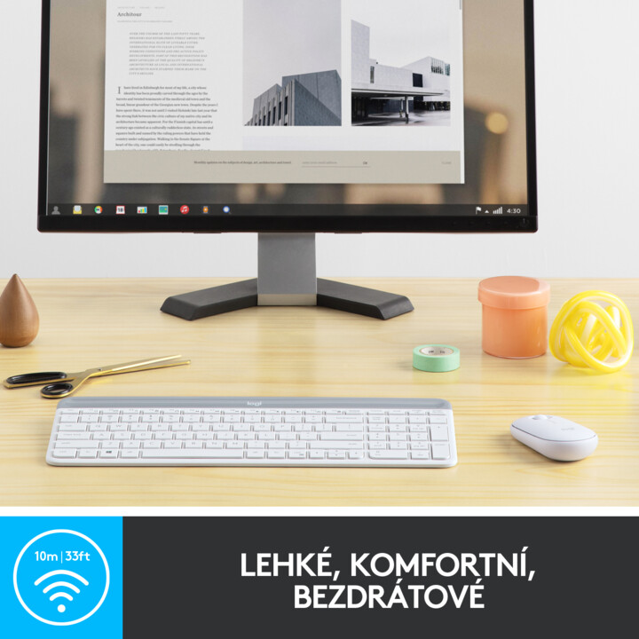 Set tastierë + maus Logitech MK470 Slim Wireless Combo, US, i bardhë