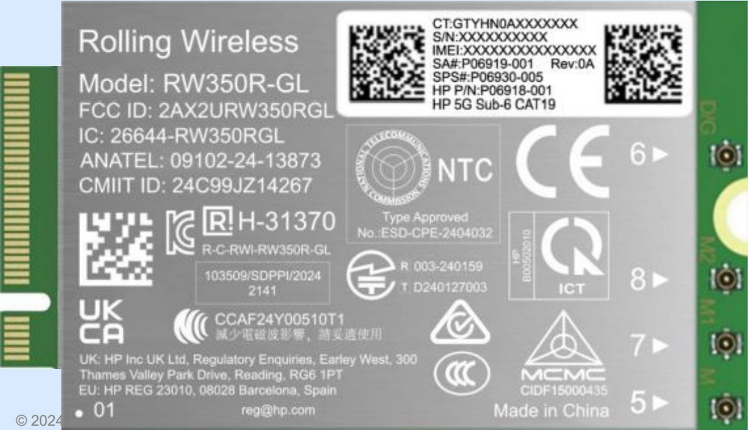 Внатрешен HP 5G Sub-6 WWAN модул, гигабитен, за бизнис лаптоп