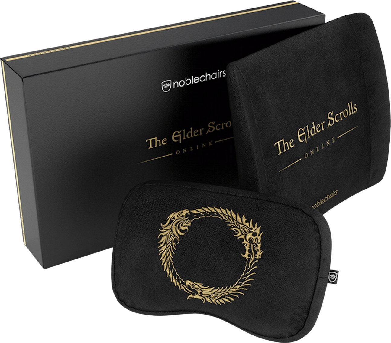 Set jastëkësh memory foam noblechairs The Elder Scrolls Online, për qafë dhe shpinë, i zi