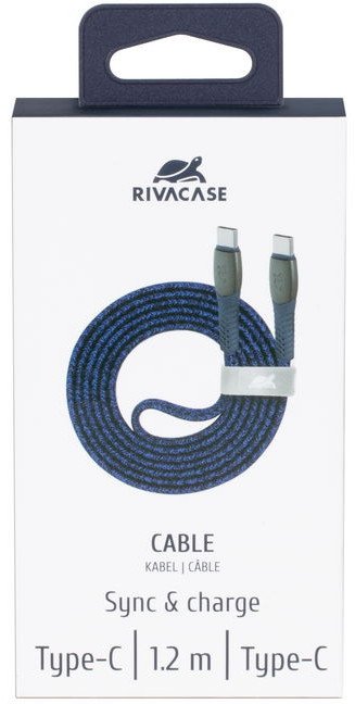 Kabllo USB C në USB C Rivacase PS6105 BL12, 1.2m, USB 2.0, e kaltër