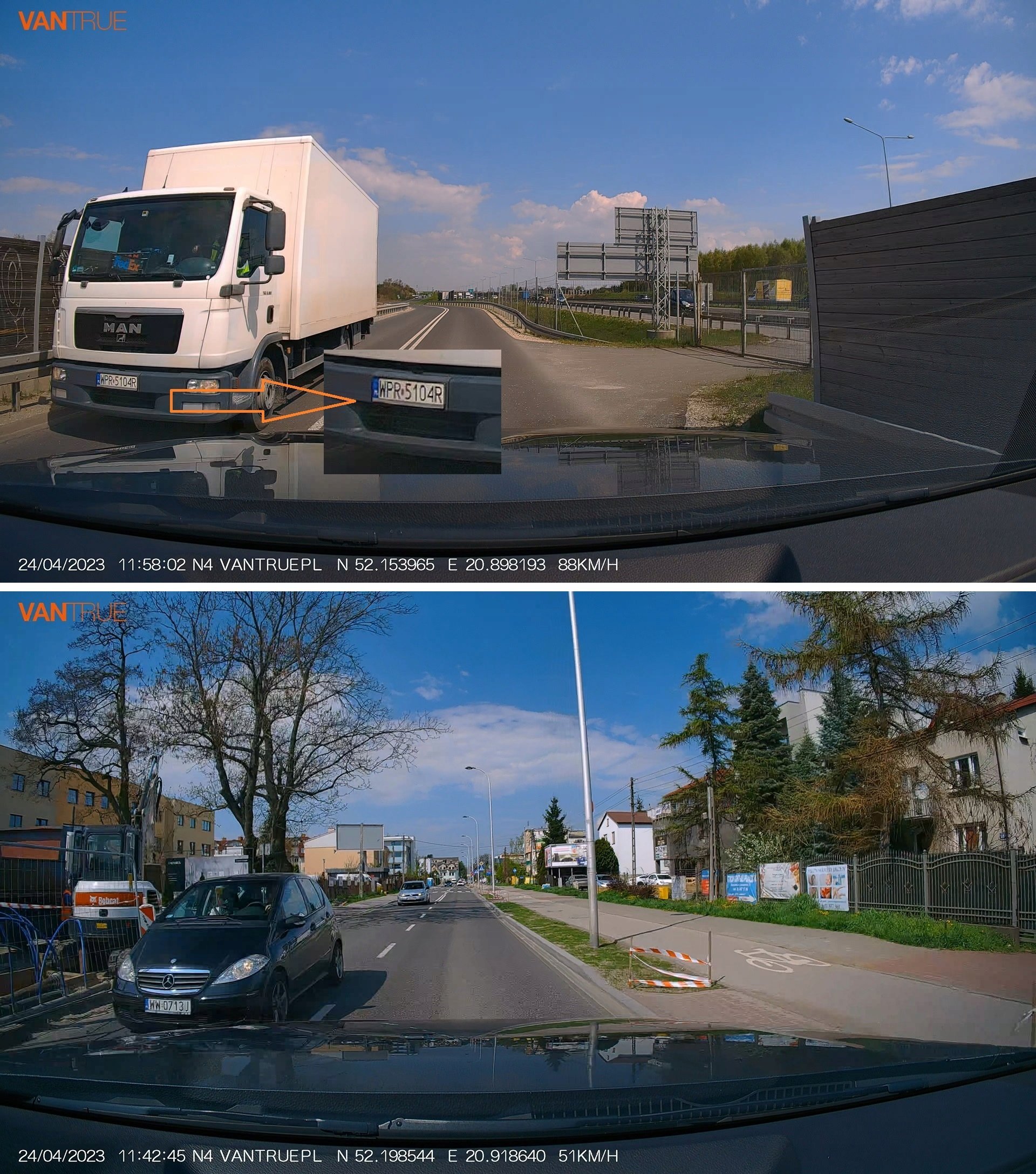 Камера за сигурност за автомобил Vantrue N4 Pro, 3 канали, 4K, црна