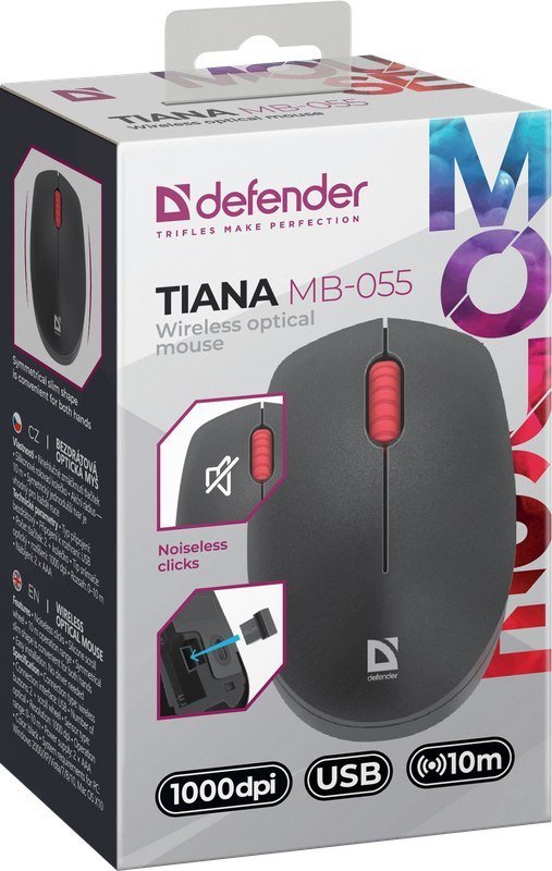 Miush wireless Tiana MB-055, 1000 dpi, klikim i heshtur, i zi