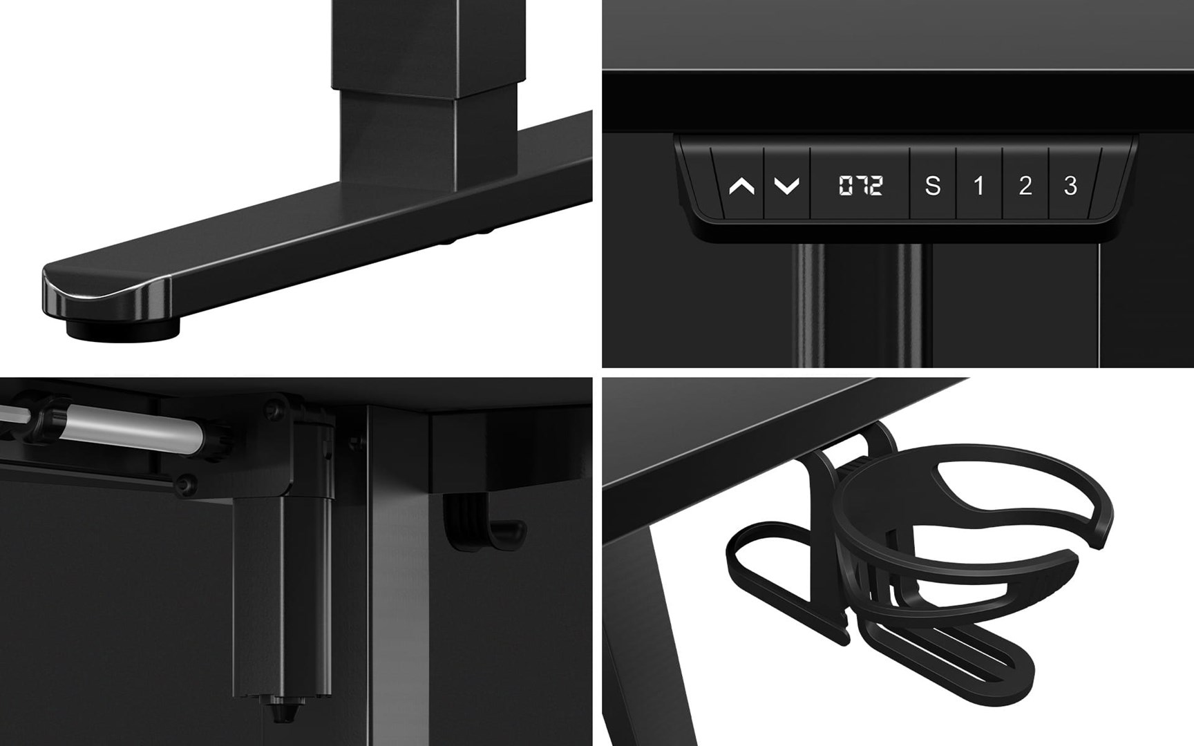 Tavolinë elektrike Huzaro Hero 9.1, 145 x 60 cm, lartësi 72-120 cm, e zezë