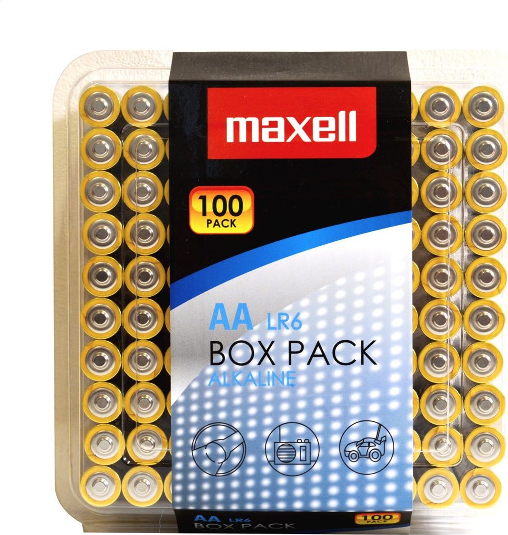 Bateri alkaline Maxell LR6 AA, paketim 100 copë