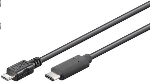 Kabllo USB PremiumCord USB C në microUSB, 0.6 m, e zezë