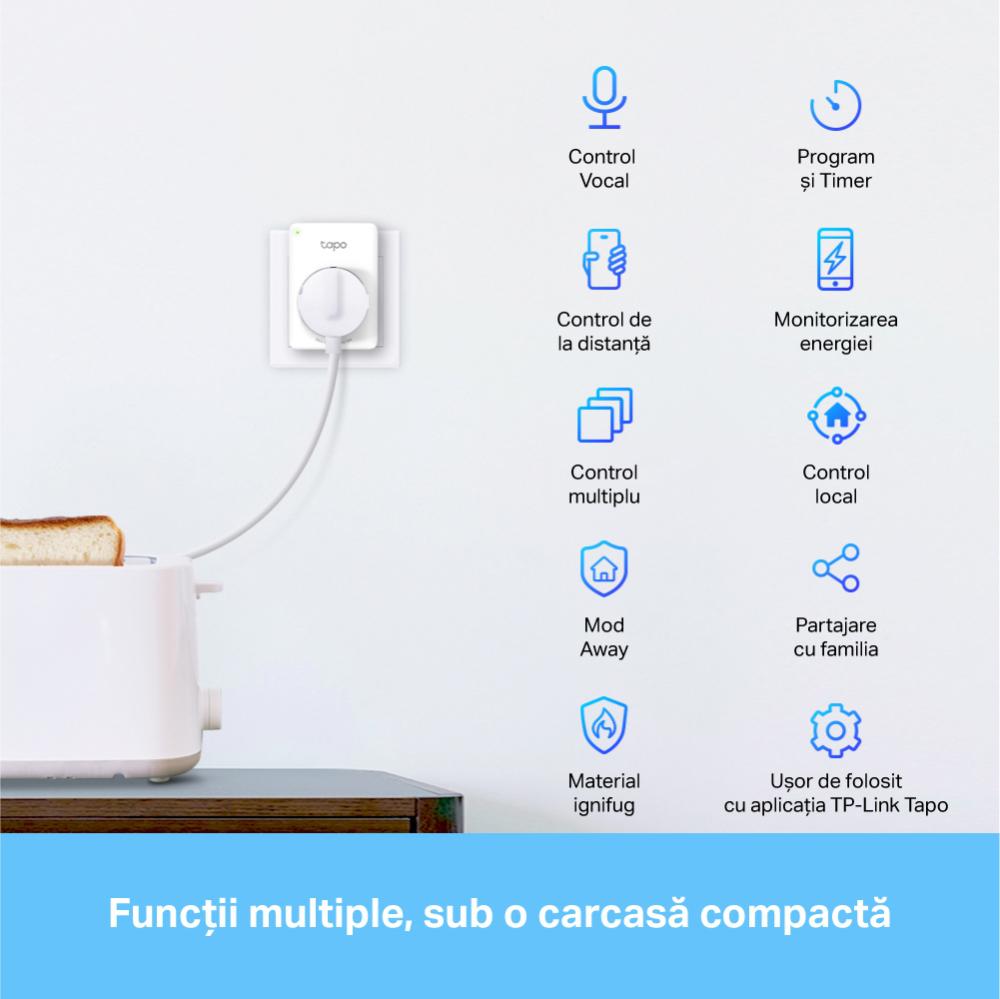 Prizë e mençur TP-Link Tapo Mini, Wi-Fi, monitorim energjie, e bardhë