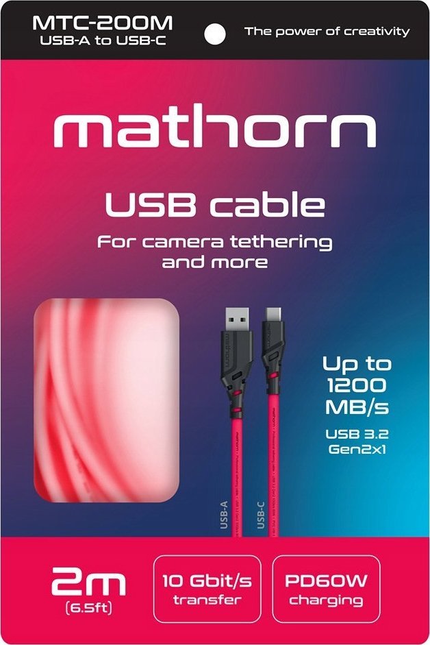 Кабел tethering Mathorn MTC-200, USB A во USB C, 2m, магента