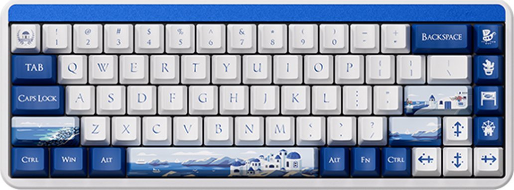 Tastierë mekanike Akko JIN01 Santorini, 65%, RGB, wireless, e bardhë