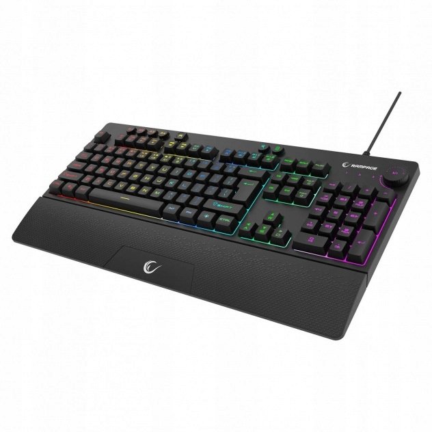 Tastierë gaming Rampage KB-GX65 SIMULA, USB, RGB, layout anglisht, me mbështetëse dore