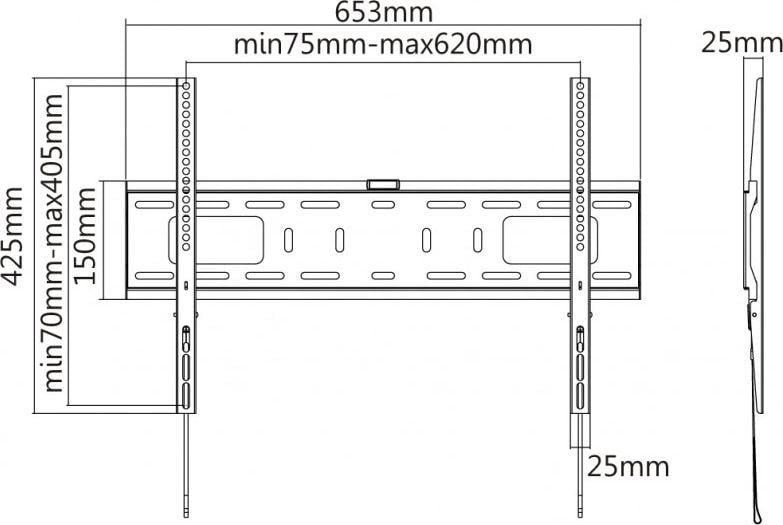 Mbajtëse muri për TV Reflecta Plano Flat 70-6040, 37"-70", 50kg, e zezë