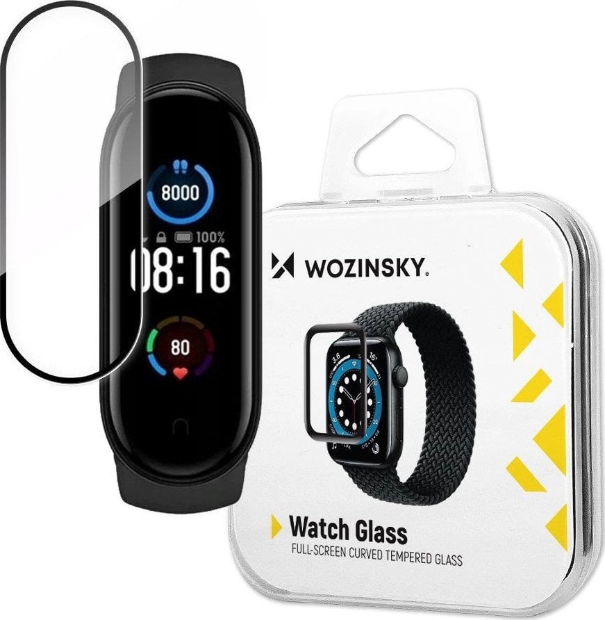 Xham mbrojtës Wozinsky Watch Glass për Xiaomi Mi Band 5, hibrid, me kornizë të zezë