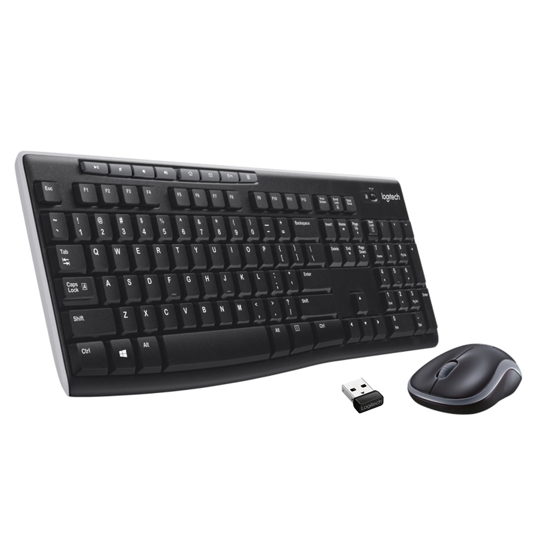 Set tastierë dhe maus Logitech Wireless Combo MK270, e zezë