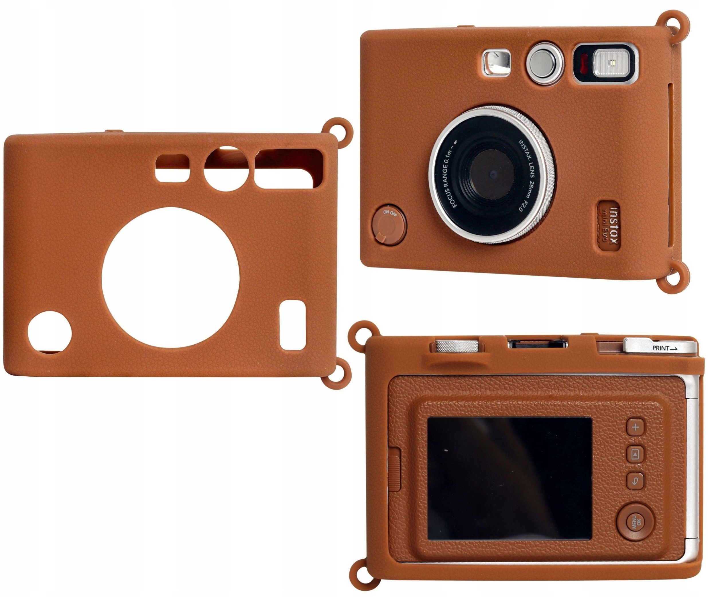 Mbështjellëse silikoni LoveInstant për Fujifilm Instax Mini Evo, model SB10161, kafe