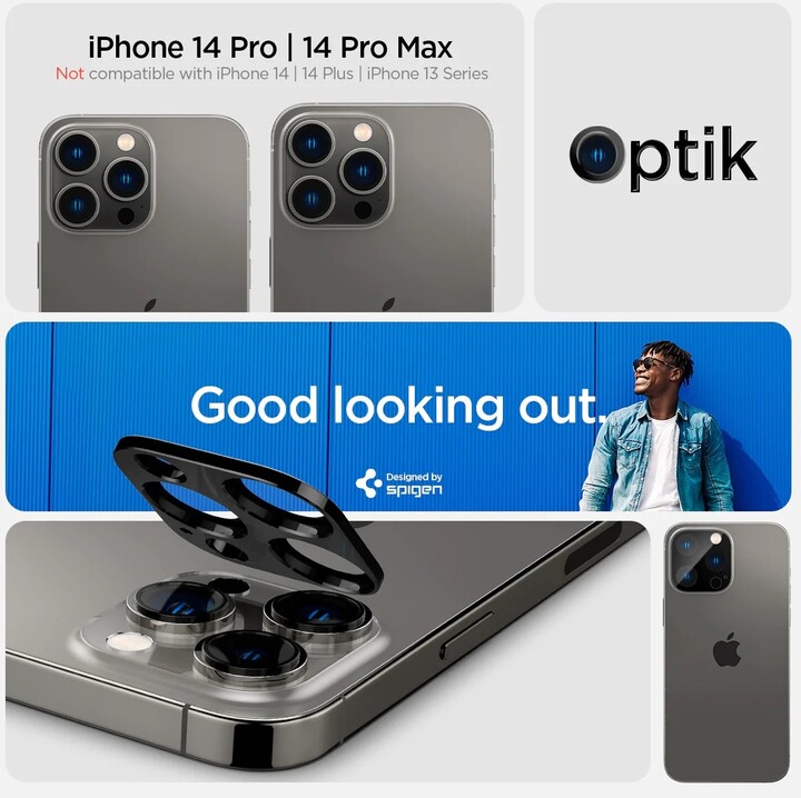 Xham mbrojtës Spigen Optik për Apple iPhone 14 Pro/iPhone 14 Pro Max, 2 copë, i zi