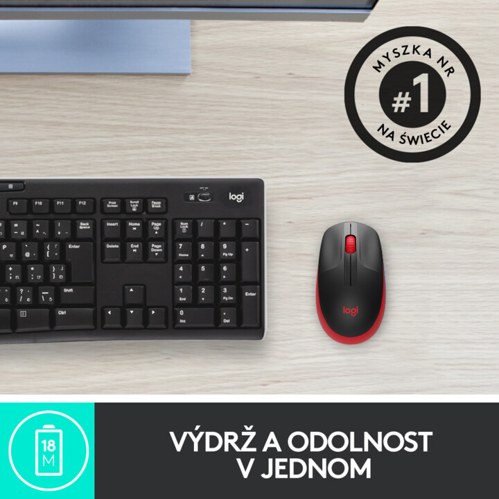 Глушец Logitech M190, црвен