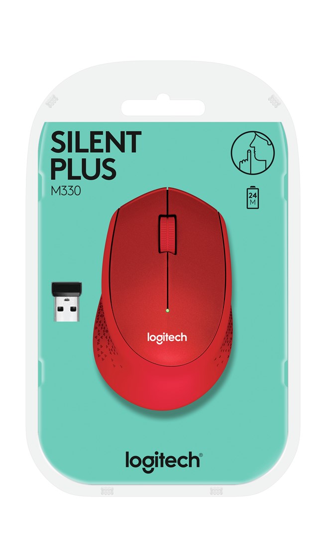 Maus Logitech M330, RF Wireless, i kuq