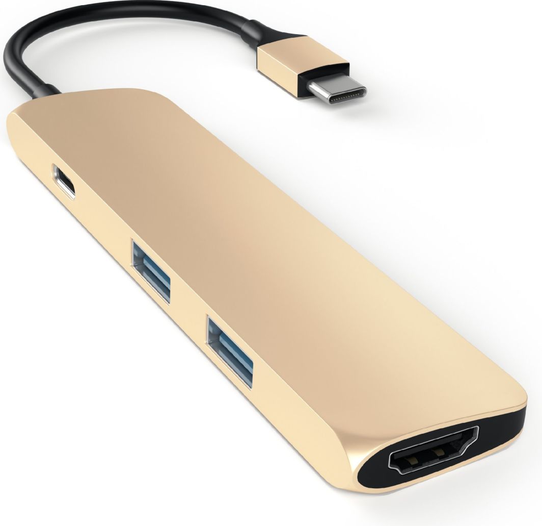 Konvertues Satechi Aluminum SLIM Type-C MultiPort Adapter, HDMI 4K, 2x USB 3.0, artë