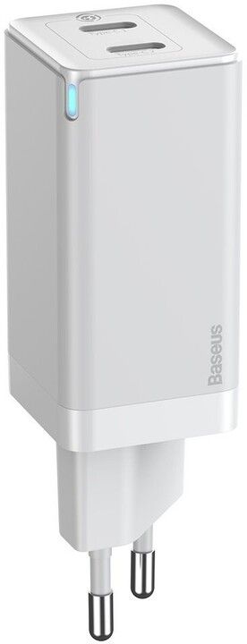 Karikues BASEUS GaN2 Quick Charger C+C 45W EU, i bardhë + kabllo USB-C në USB-C, 60W (20V/3A, 1m, e bardhë