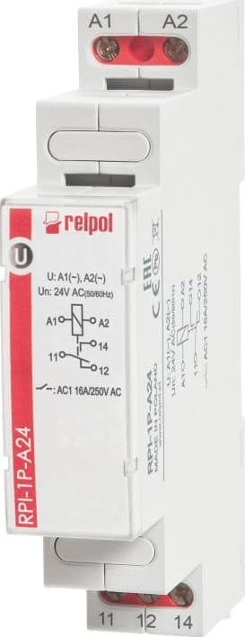 Rele elektromagnetike Relpol RPI-1P-A24, 1P 16A, 24V AC