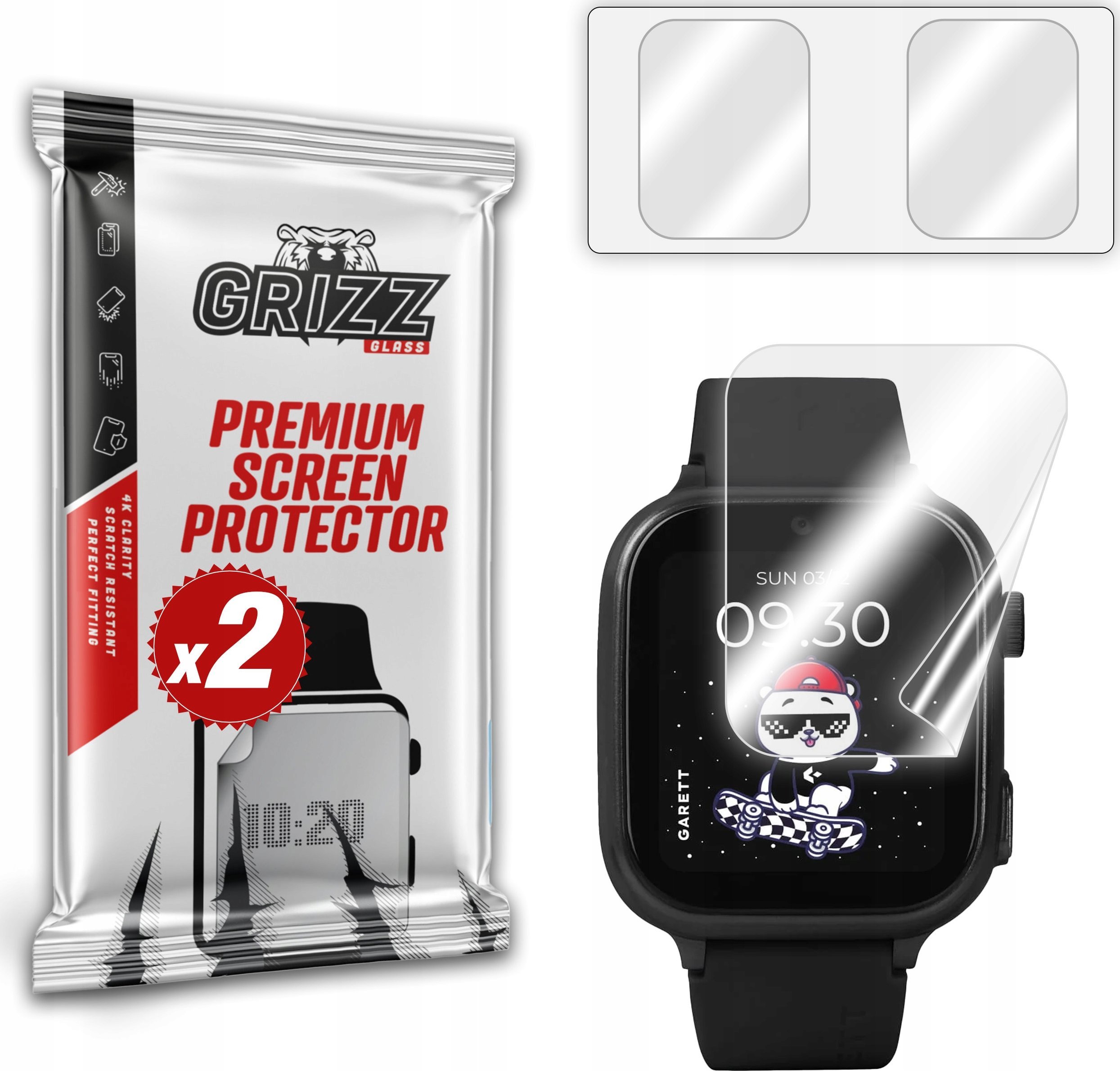 Filmë mbrojtës keramik për smartwatch Garett Kids Cute 2 4G, 2 copë, transparent