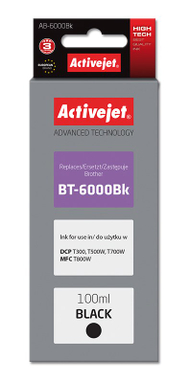 Ngjyrë për printer Activejet AB-6000Bk (zëvendësim për Brother BT-6000BK), 100 ml, e zezë