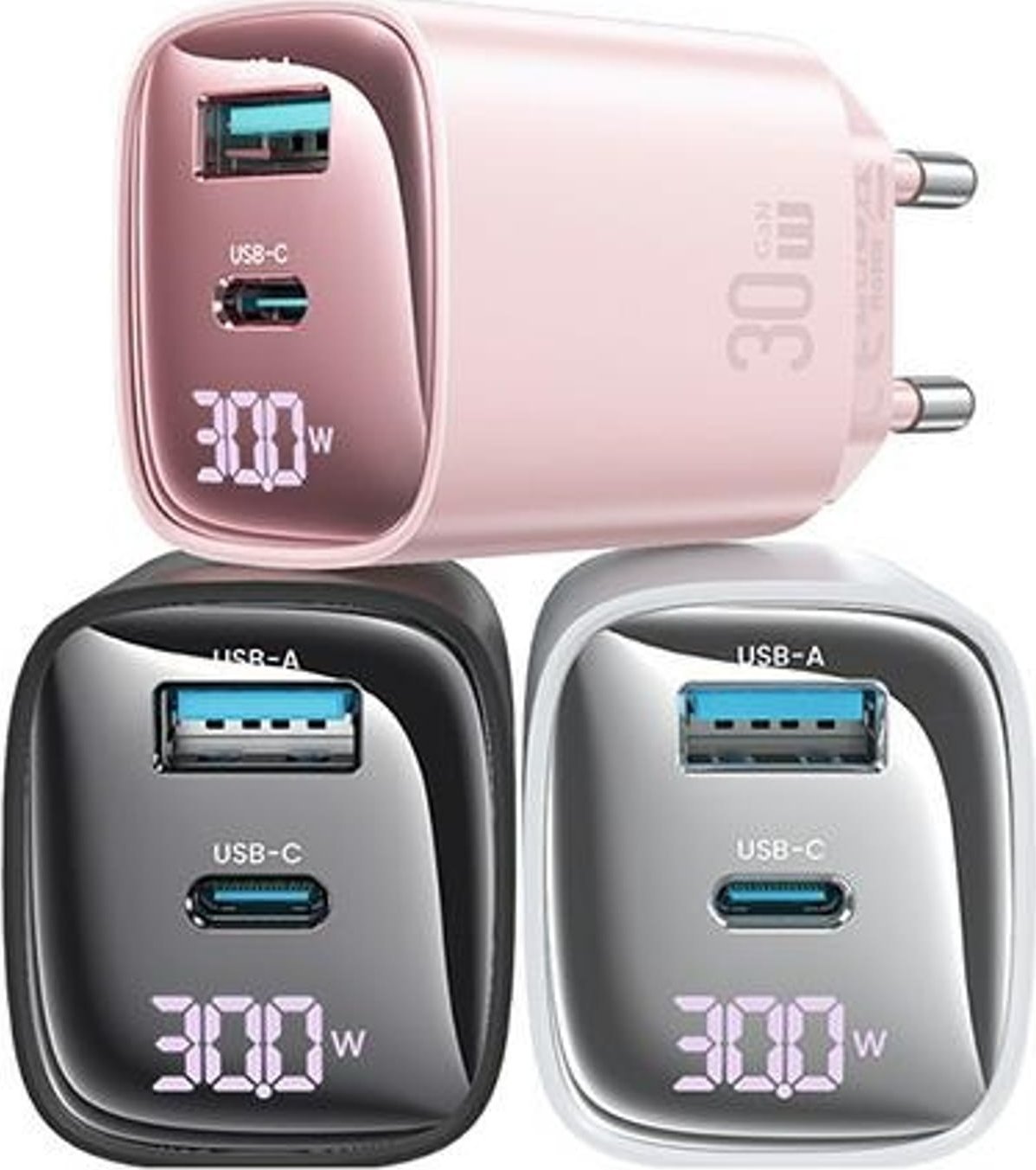 Ѕиден полнач USAMS CC229, 30W GaN, USB C и USB A, црн