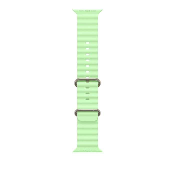 Apple Watch 49mm Band, Neon Green Ocean Band, Natural Titanium Finish