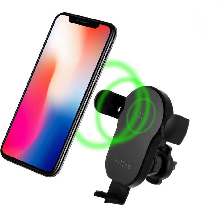 Mbajtëse për makinë FIXED Matic, me karikues wireless, e zezë